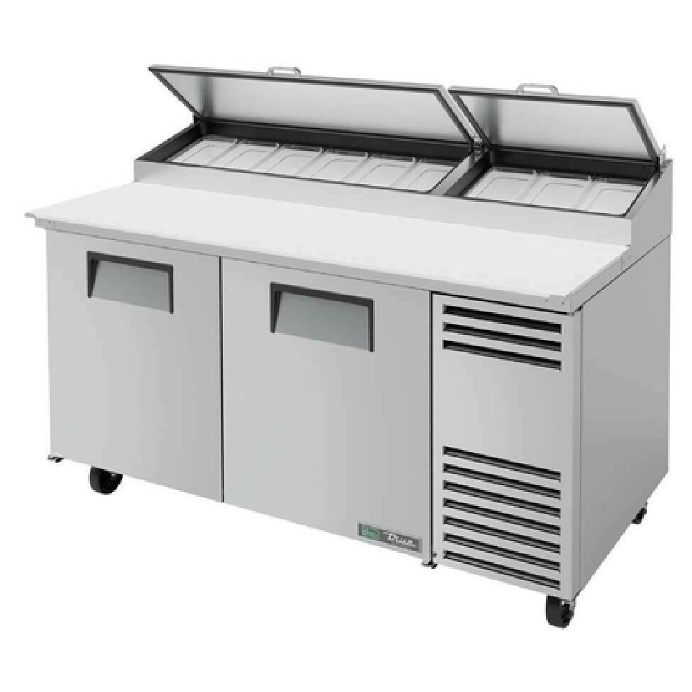True Refrigeration TPP-AT-67-HC Pizza Prep 33 41°F Pan Rail Stainless Steel Cover