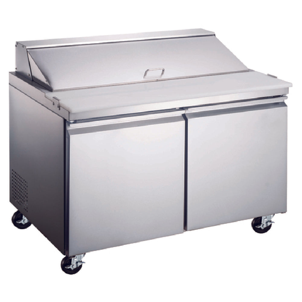 Omcan 50047 (PT-CN-1524-HC) Refrigerated Prep Table Two-section Rear Mount Self-contained Refrigeration