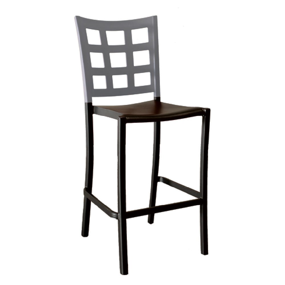 Grosfillex UT640579 Plazza Stacking Barstool Window Back Design Aluminum Seat And Frame