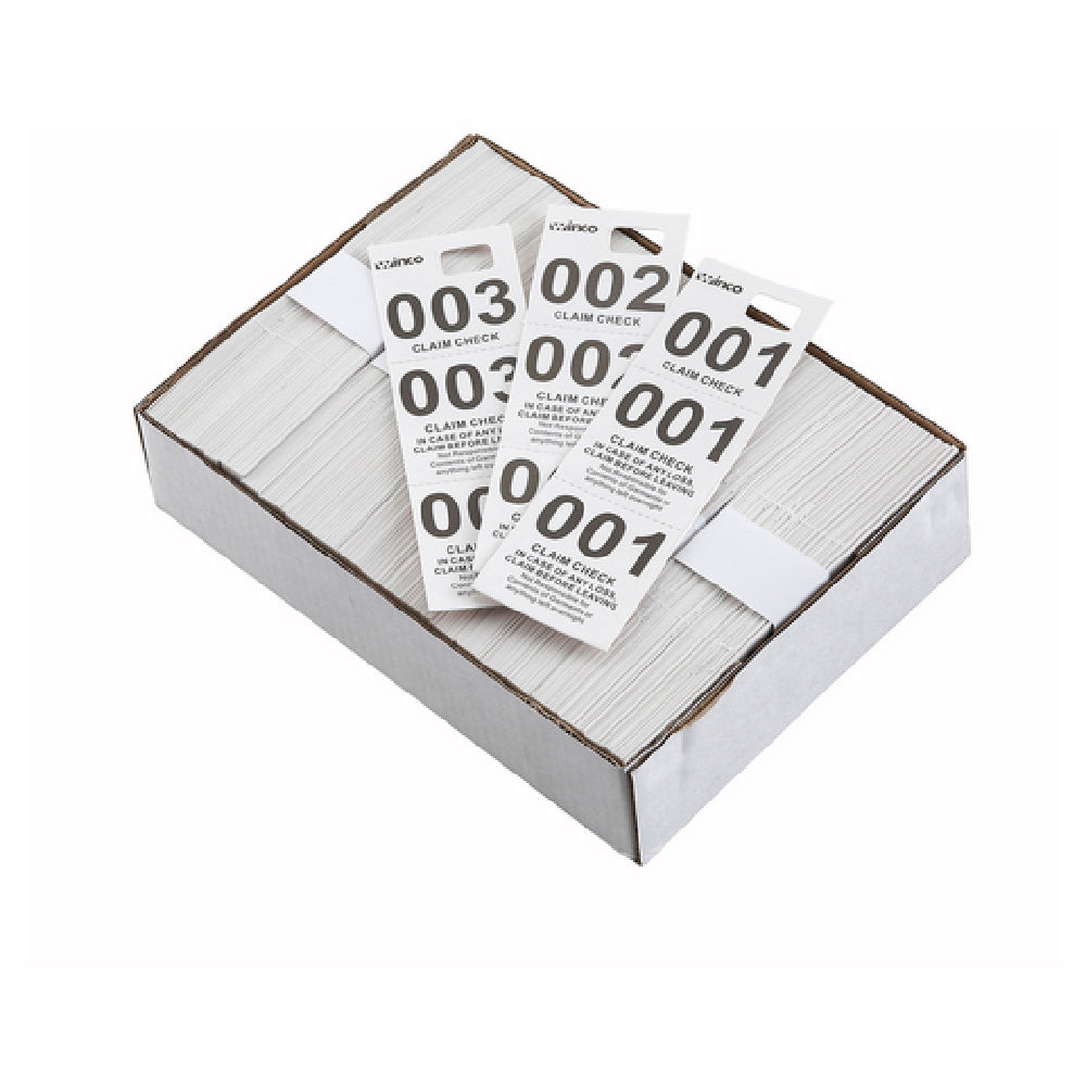 Winco CCK-5WT Coat Check White (500 Pieces Per Box)