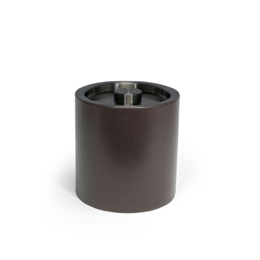 FOH RIB025BRL21 3.5qt Round London Ice Bucket Brown With Brushed Stainless Lid