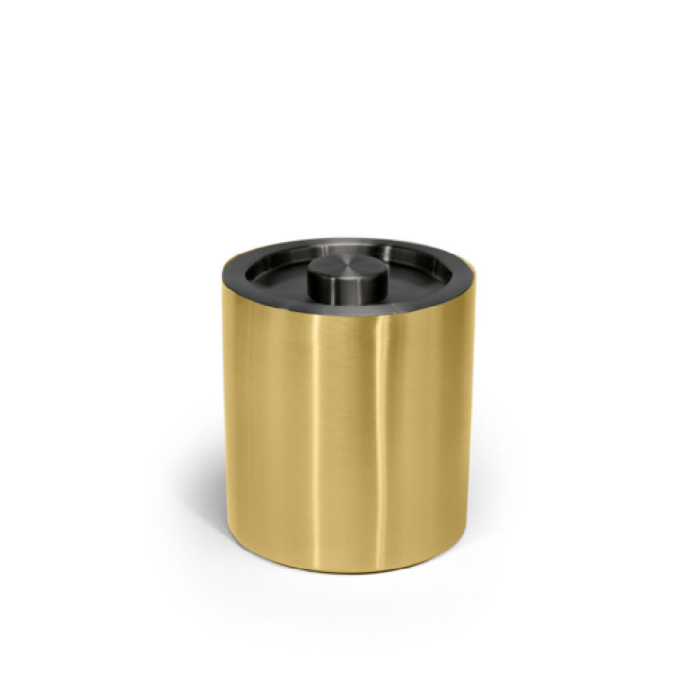 FOH RIB070GOS21 2qt Round Stainless Ice Bucket Matte Brass With Matte Black Lid