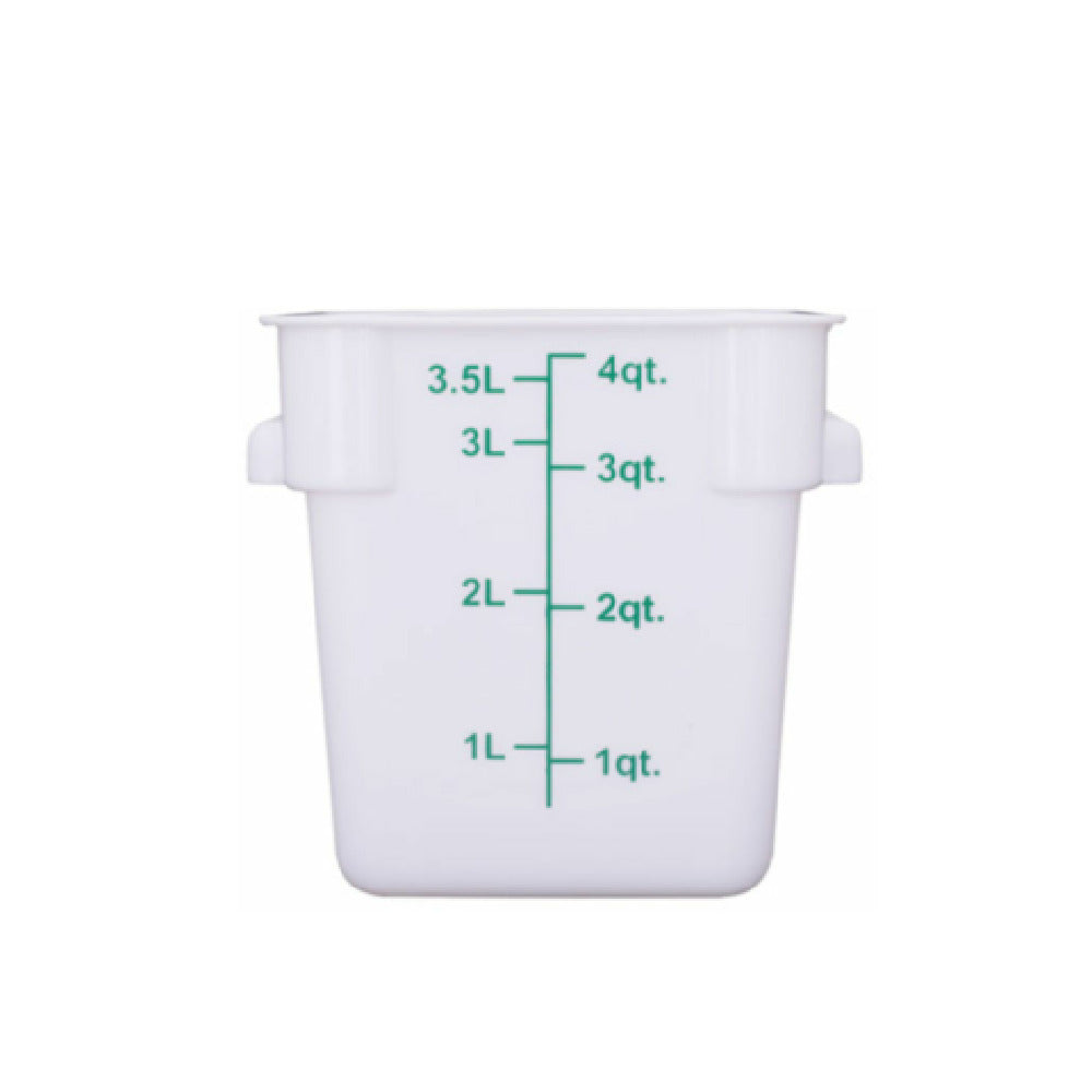 Hubert 29A-045 - Kratos® CenPro Square Food Storage Container, 4 Qt. Capacity, White