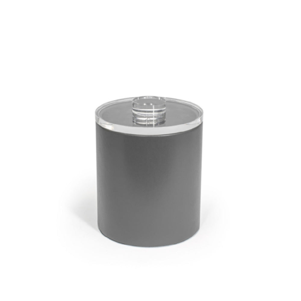 FOH RIB064GYL21 2qt Round London Ice Bucket Smoke With Acrylic Lid Includes One RIB014GYL21-BTM 2qt Round London Ice Bucket Base Smoke