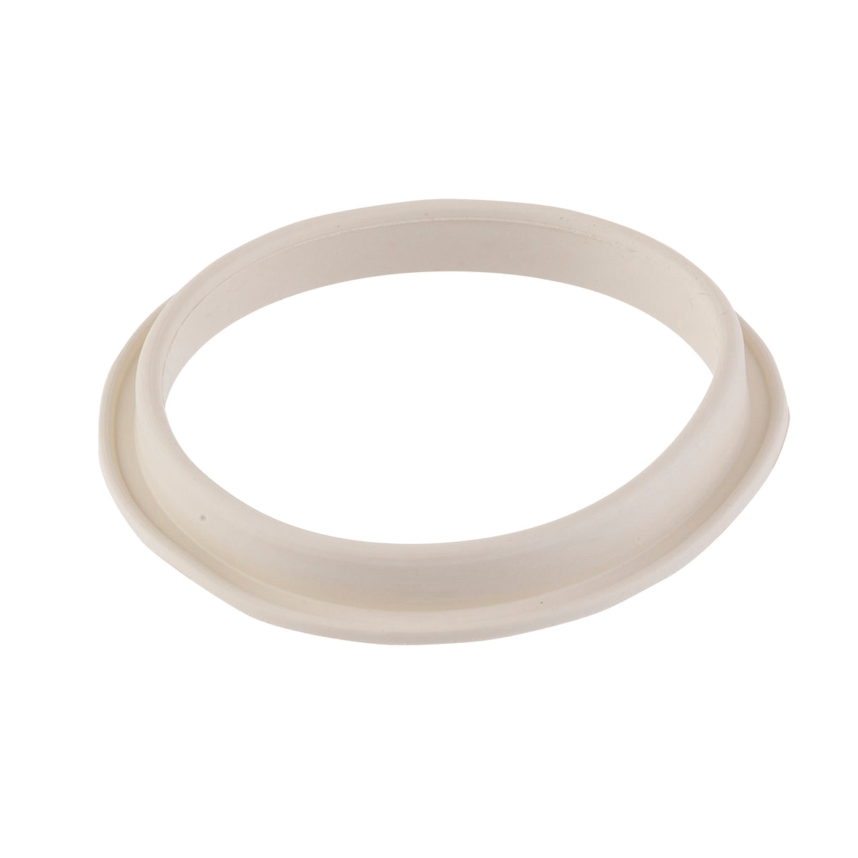 A white, circular silicone or rubber ring with a slightly raised, uneven edge, set against a plain white background. This flexible gasket is likely used as a sealing ring for plumbing fixtures or dispenser components with chrome plated finishes.