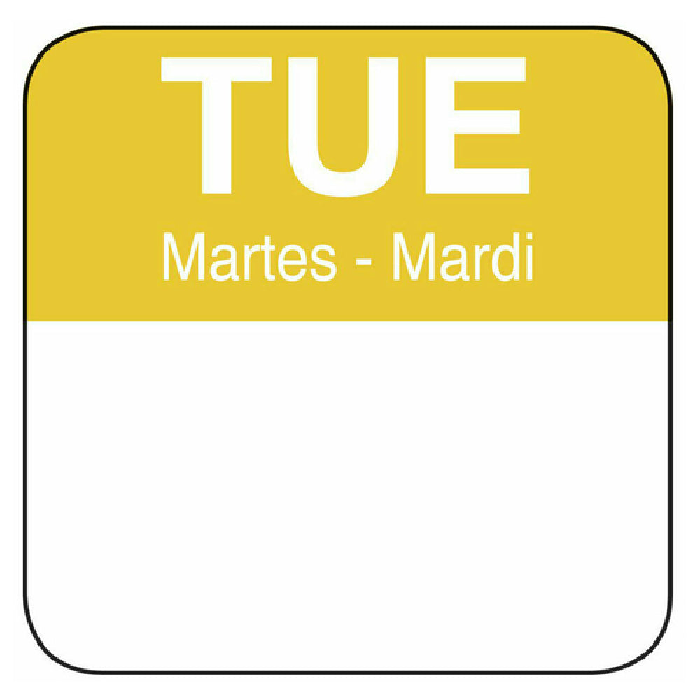 Hubert 42525 - Day Of The Week Label, "Tuesday", 1" X 1"