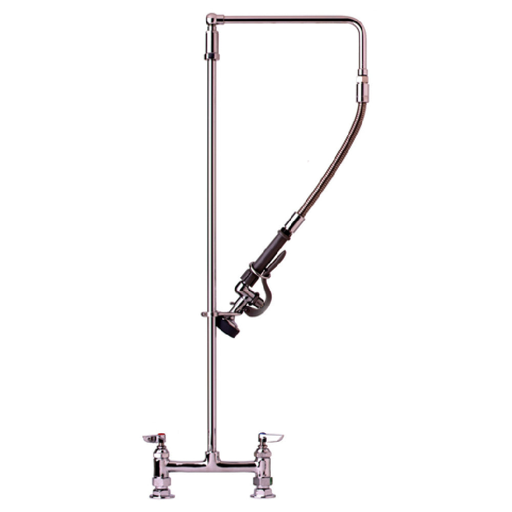 T&S Brass B-0122 Pre-Rinse Unit 8" Center Deck Faucet Gooseneck Reaches 18" Over Sink At Top