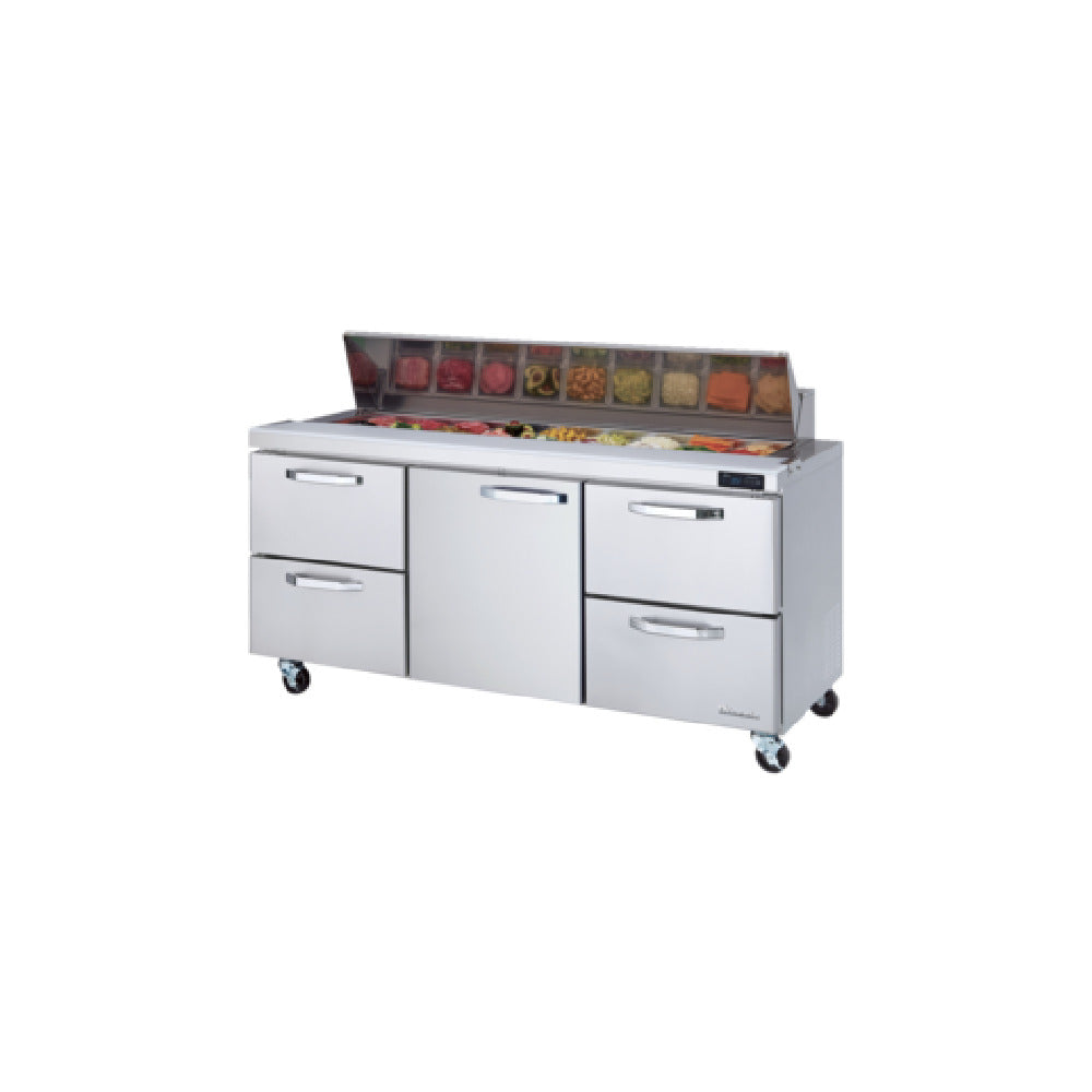 Blue Air BLPT72-D4RL-HC - Sandwich Prep Table, Three-section, 72-3/8"W