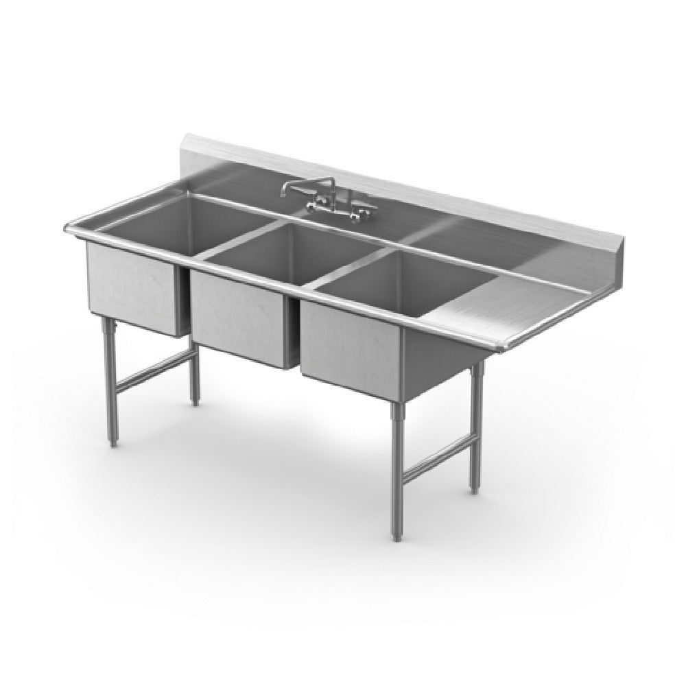 Winholt WS3T2424RD24 Sink Three Compartment With Right Hand 24" Drainboard