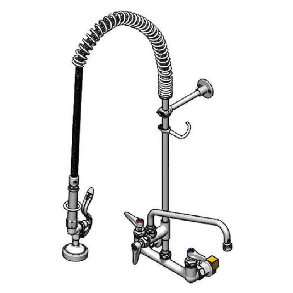 T&S Brass B-0133-12CRBKIT EasyInstall Pre-Rinse Unit 8" Wall Mount Mixing Faucet