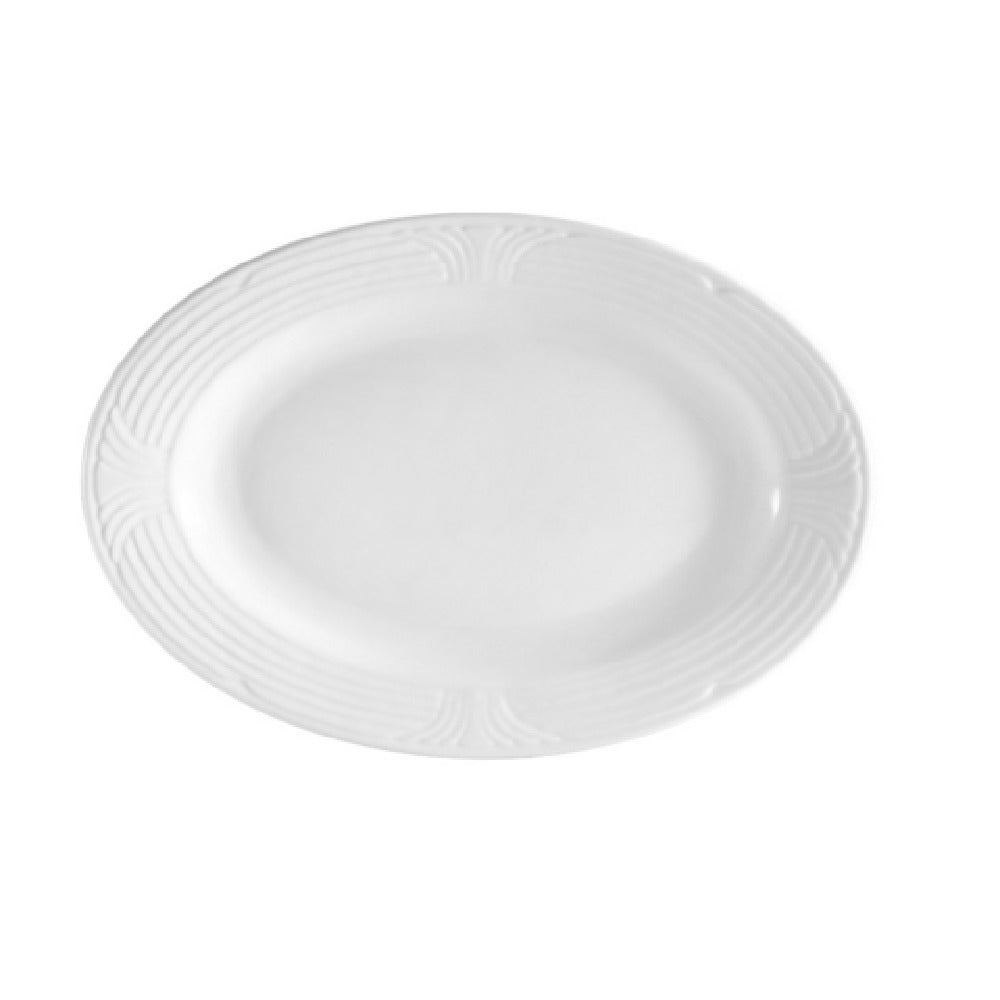 CAC China CRO-61 Corona Platter 16-1/2"L X 11-1/2"W X 1-1/2"H Oval