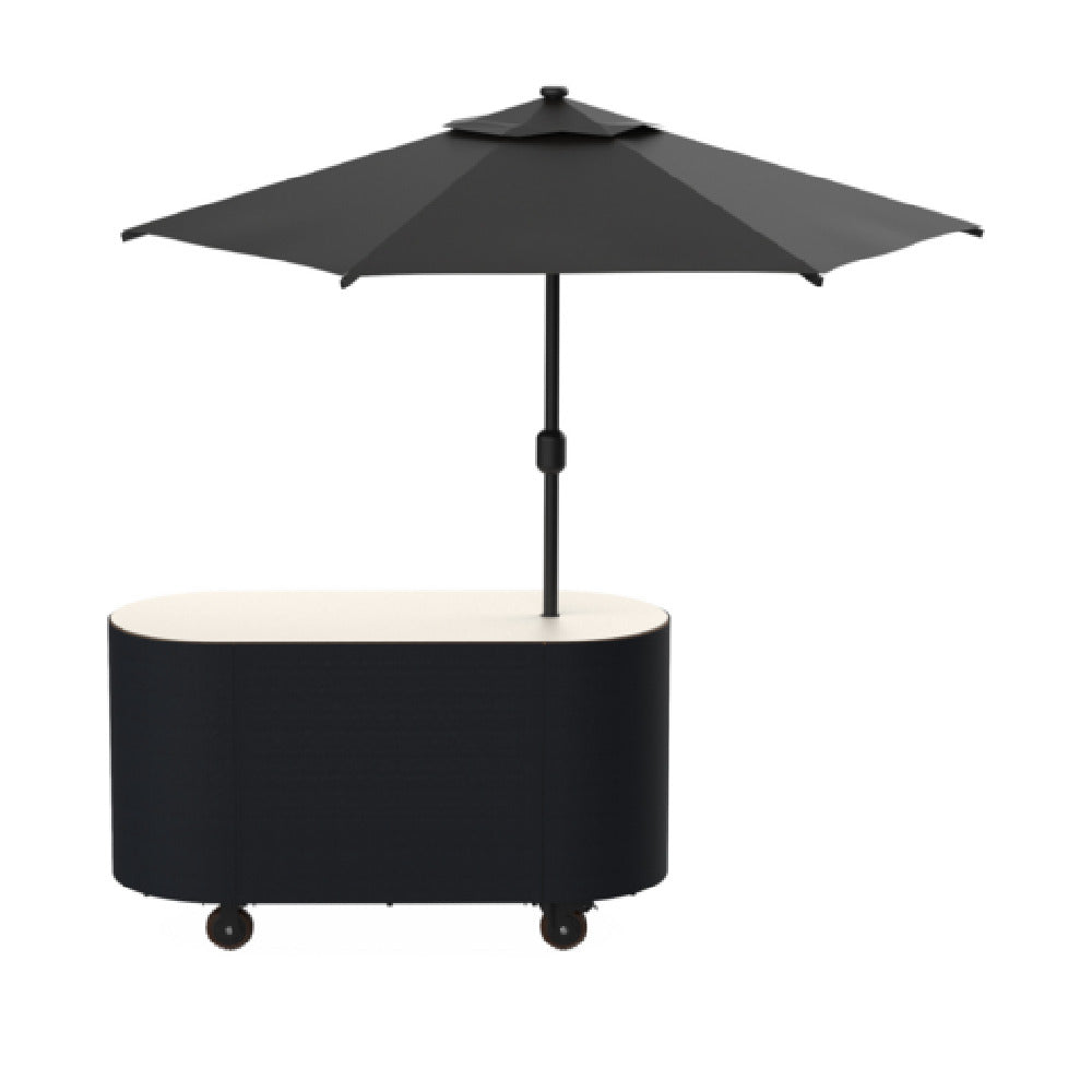 Steelite MGCOVC03VXBB - Oval Base Cart With Vanilla Top, Black Cover And Black Umbrella