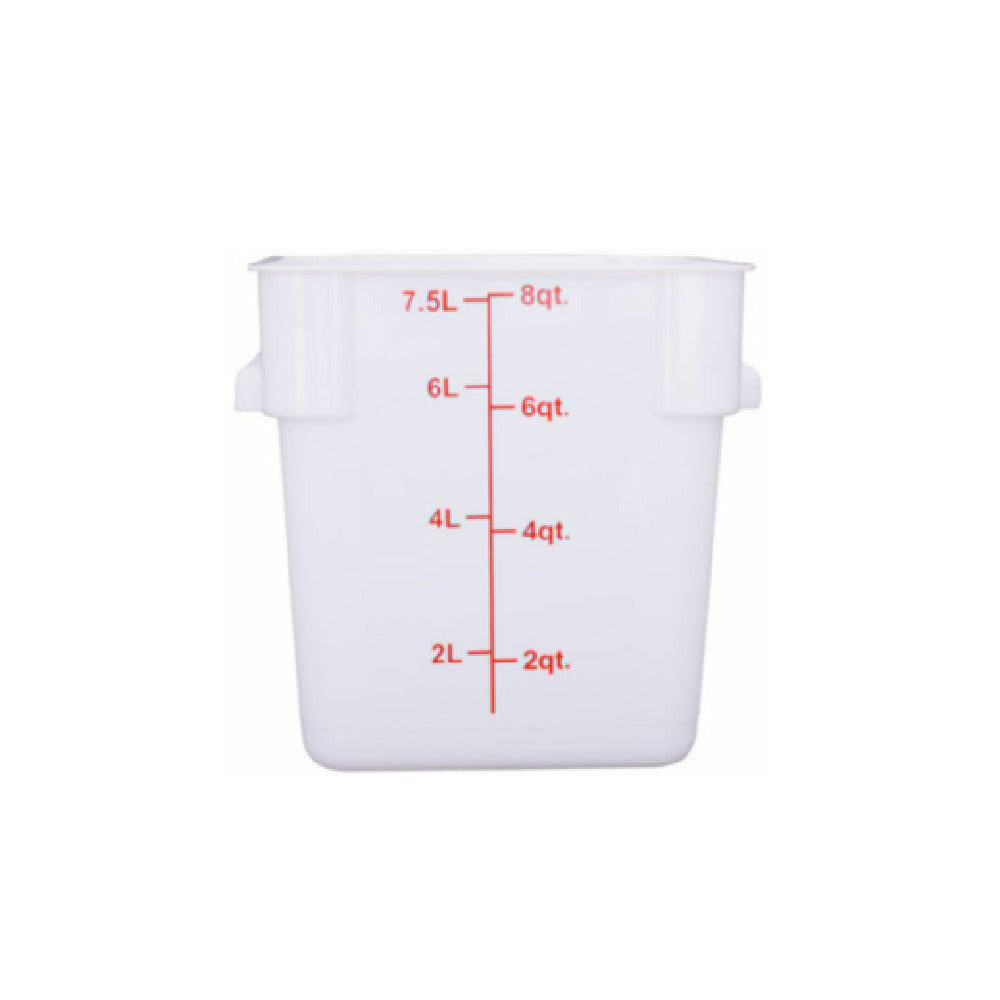 Hubert 29A-052 - Kratos® CenPro Square Food Storage Container, 8 Qt. Capacity, White