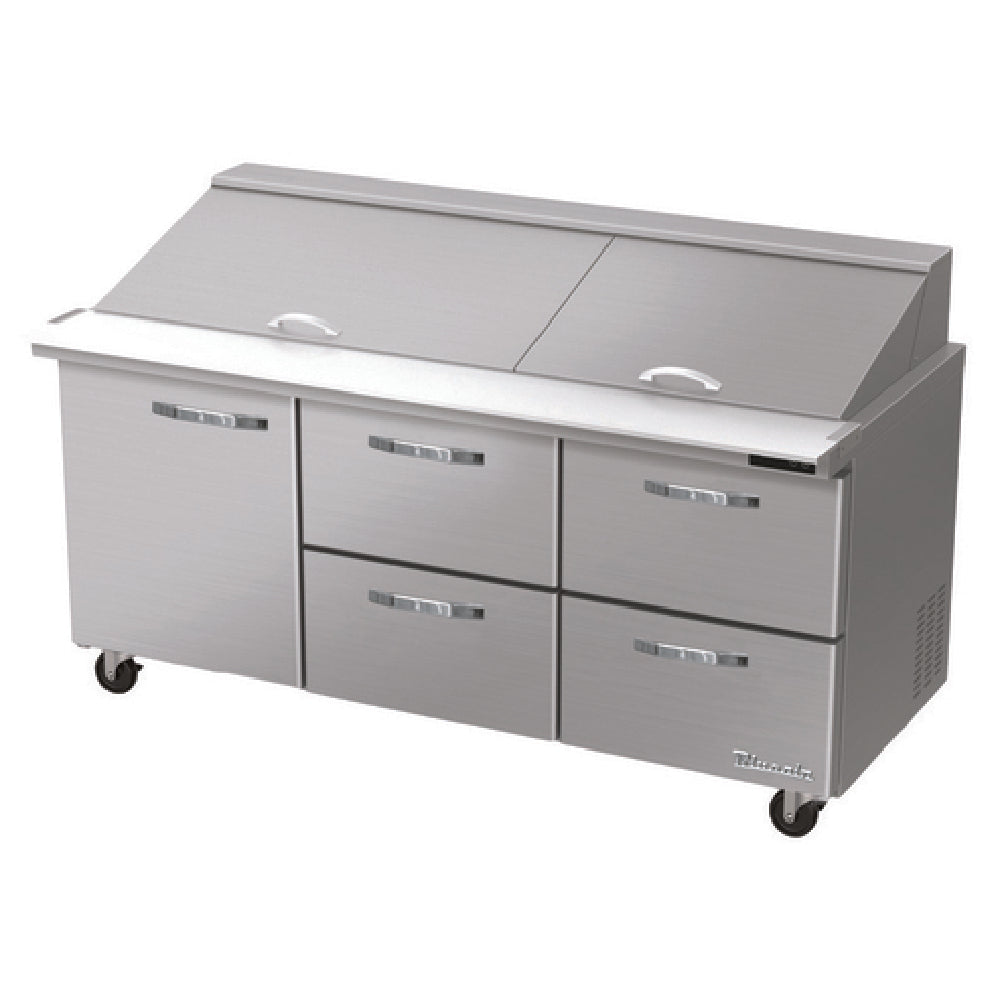 Blue Air BLMT72-D4RM-HC - Mega Top Sandwich Prep Table, Three-section, 72-3/8"W