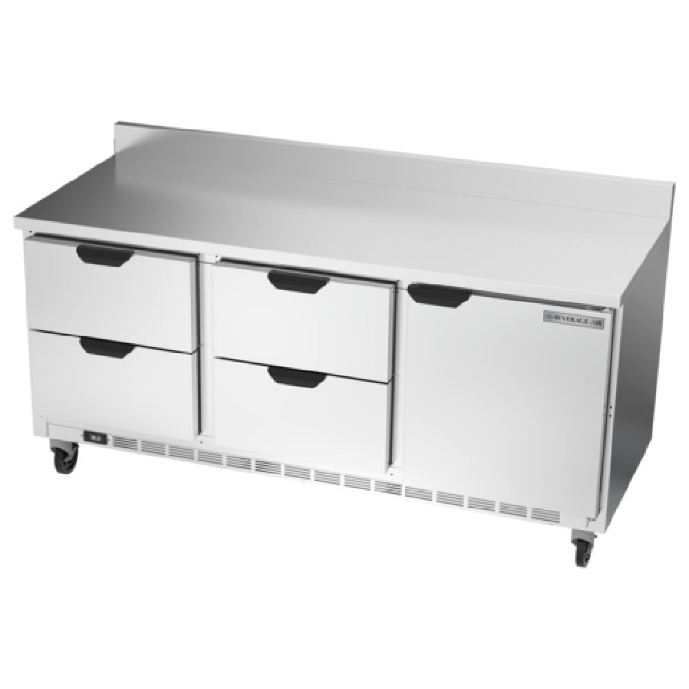 Beverage Air WTRD72AHC-4-FIP Worktop Refrigerator Three-section 35-1/2" Working Height