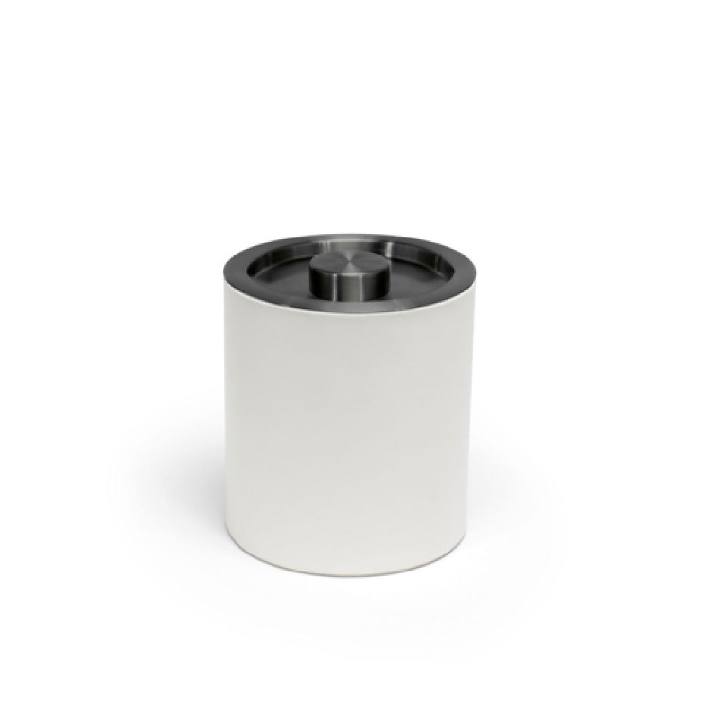 FOH RIB061WHL21 2qt Round London Ice Bucket White With Matte Black Lid Includes One RIB014WHL21-BTM 2qt Round London Ice Bucket Base White