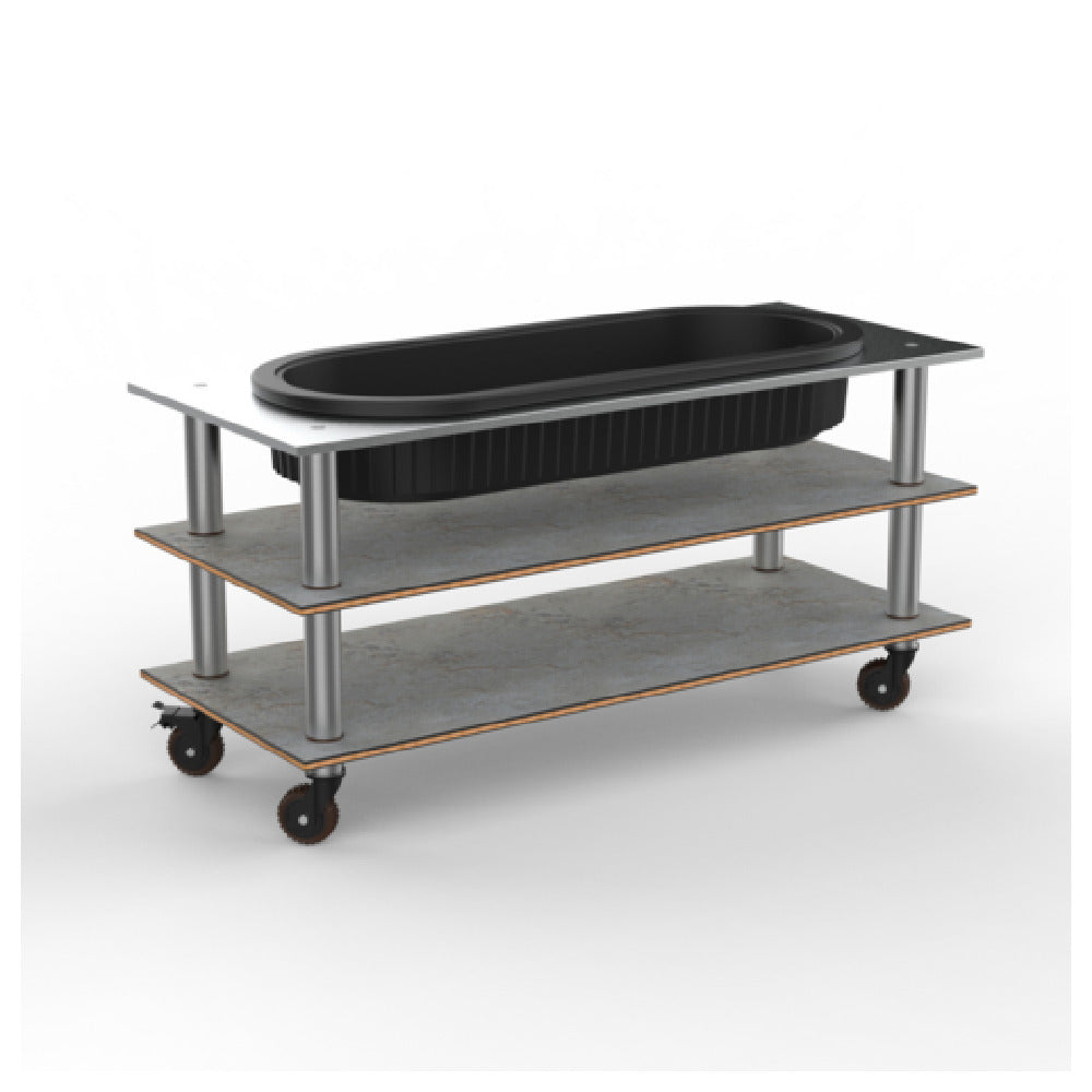 Steelite MGCMLE03GSXH - Salad Bar Unit Grey Slate Stainless Steel Heavy Duty Casters
