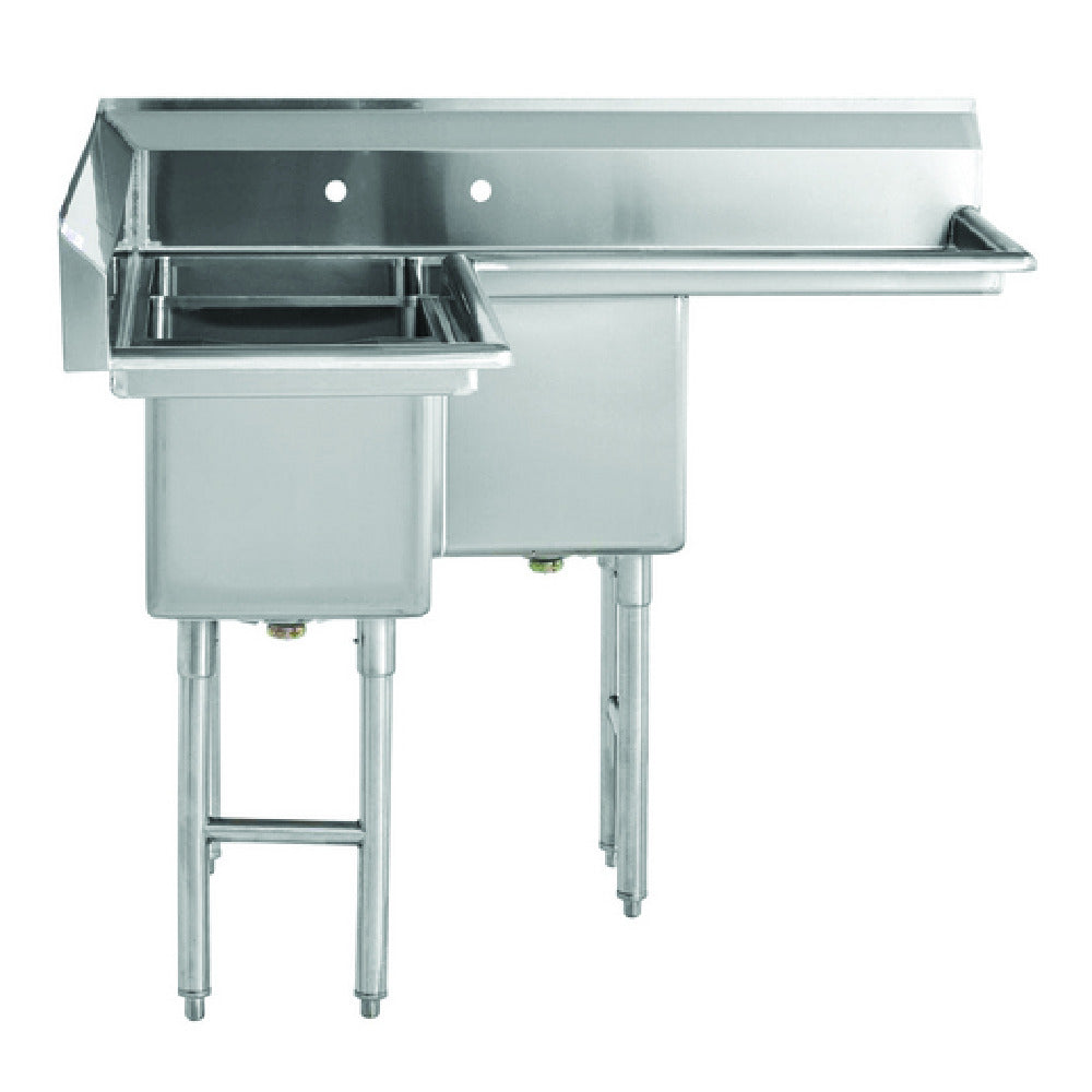Hubert 19371 - Kratos® 3 Comp. Corner Sink, 44.5"W X 20"D X 43.75"H, 16 Ga