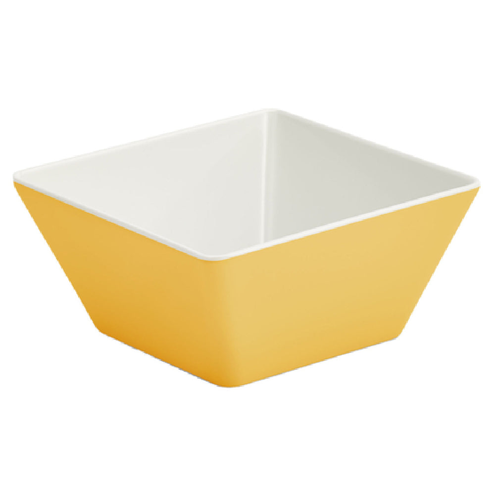 Vollrath V2220250 Melamine Bowl Medium Square Yellow. 1 9/16 QT. 7 1⁄16" W X 7 1⁄16" L X 3 5⁄16" H. Dishwasher Safe.