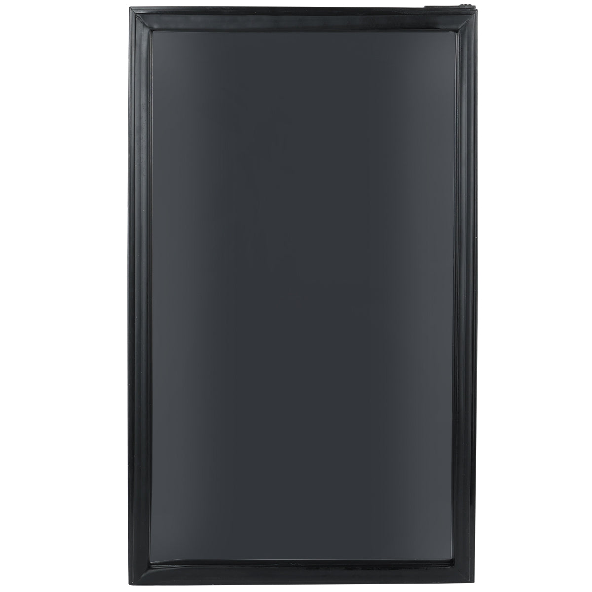 A large, rectangular black chalkboard with a slightly beveled black frame, shown vertically on a plain white background—much like the sleek design of Empura Refrigeration Door(Left) panels. The surface is clean and blank with no writing or markings.
