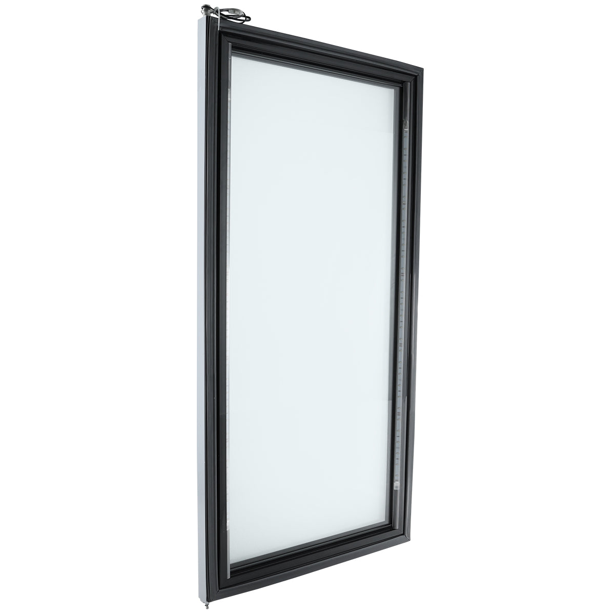 A single rectangular window with a black frame is shown tilted open, similar to a Door Right style. The window features clear glass and visible hinges and hardware on the side, suggesting it can swing outward for ventilation. The background is plain and white.