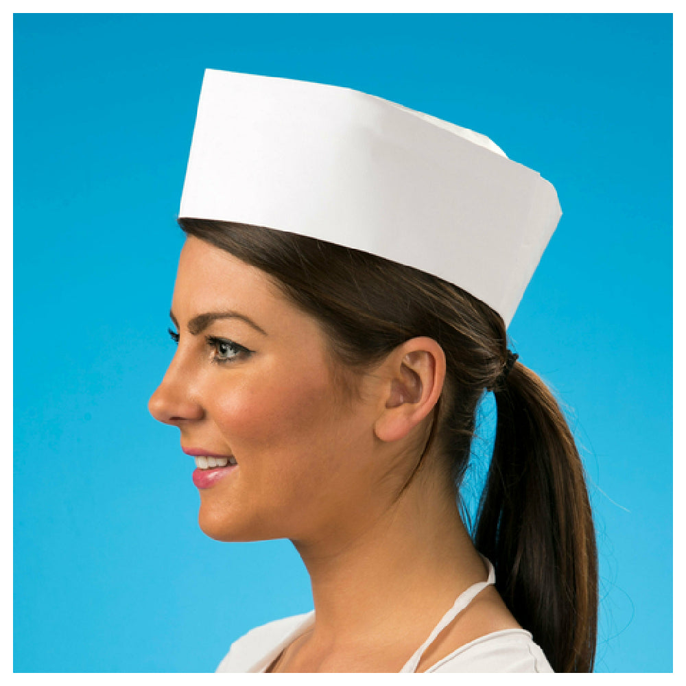Royal PPR OS WHT - Disposable Overseas Cap, Paper Crown, White (100 Per Box, 10 Boxes Per Case)