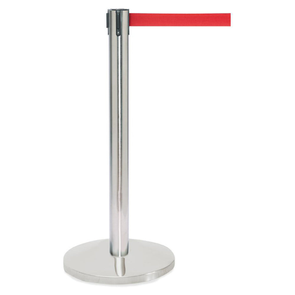 Hubert 99135 - Stanchion, Includes: (1) 40"H Post, (1) 14" Dia. Flat 30 Lb. Base With Protective Rubber Floor Guards & (1) 7' Red Belt