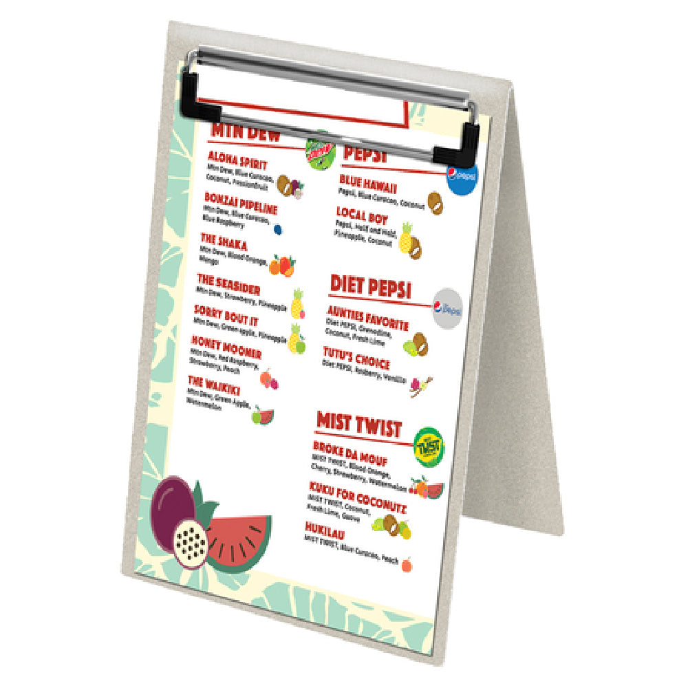 Menu Solutions MTDBL-57-CLP_BRUSH Table Tent Holds 5" X 7" Insert Double Sided