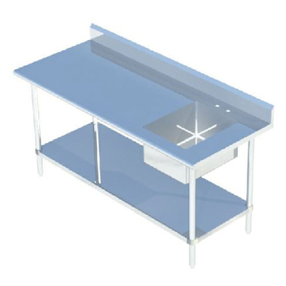 Sapphire Manufacturing SMTPS-3048R Work Table With Prep Sink 48"W X 30"D 16/304 Stainless Steel Top With 1-1/2" Rounded Front Edge