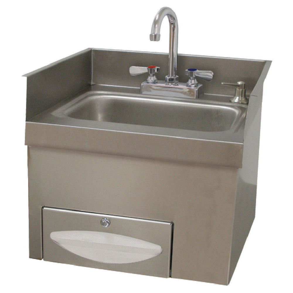 Advance Tabco 7-PS-42A Recessed Hand Sink 9"W X 9"D X 5" Deep Sink Bowl Includes: Heavy Duty 4" OC Deck Mounted Gooseneck Faucet With Aerator