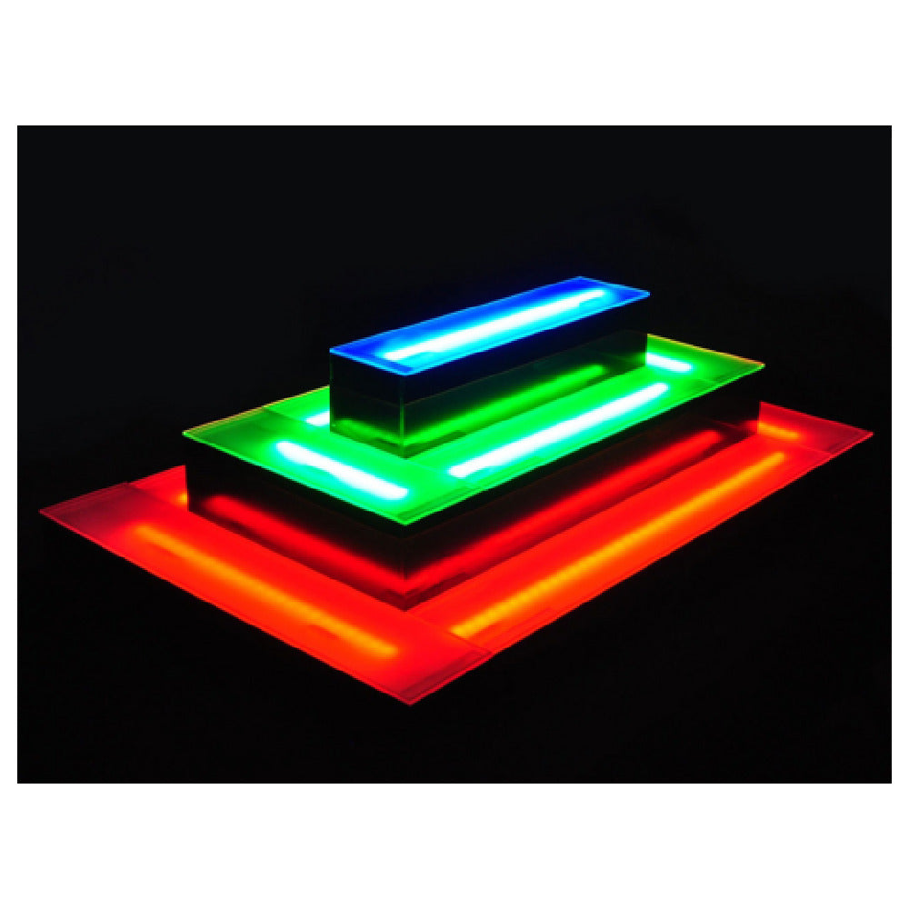 Krowne KR-I3T68-S - Krowne Royal Lighted Liquor Island Display, 3-Tier, 68" Wide - Power Cord On Left