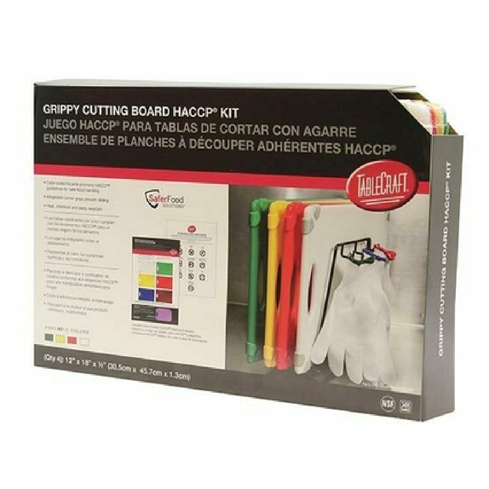 TableCraft Products CBG1218APK4 - Cash & Carry Grippy Cutting Board HACCP® Kit, 12" X 18"