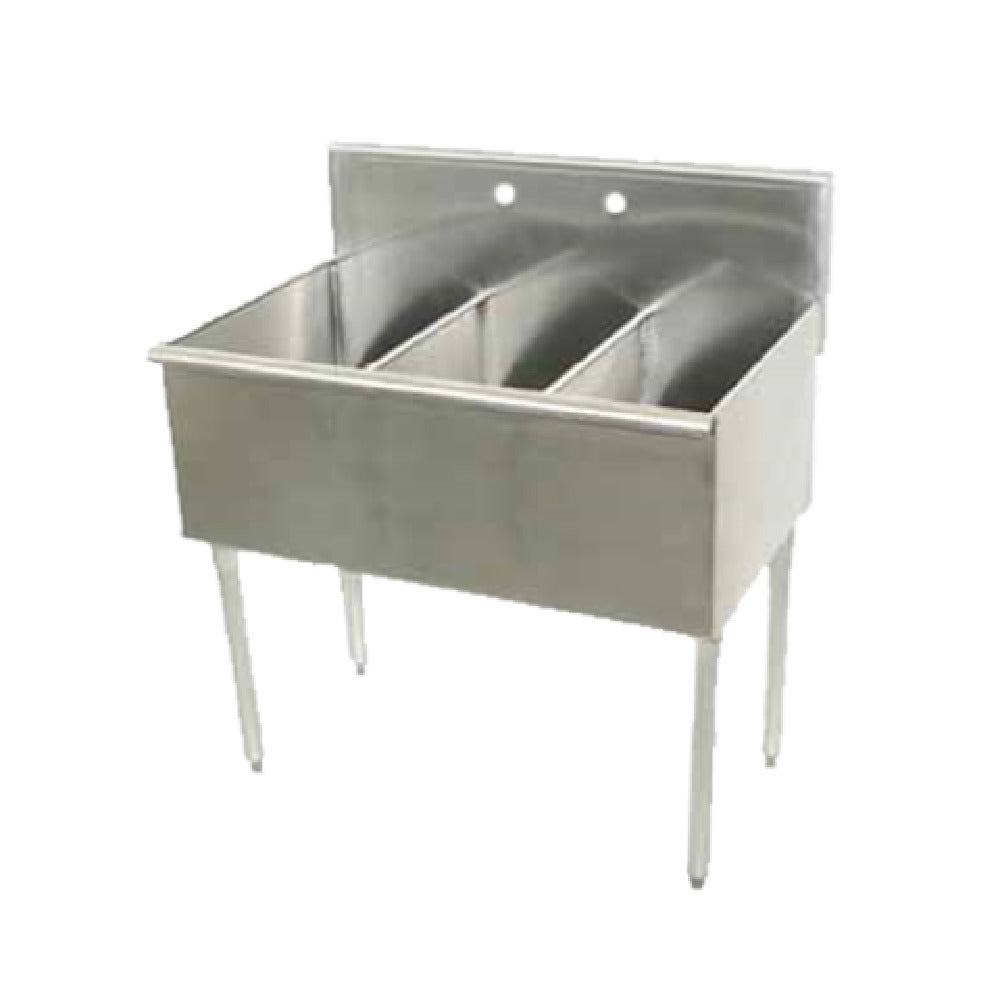 Advance Tabco 4-3-48 Square Corner Scullery Sink 3-compartments 16"W X 21"D Front-to-back X 14" Deep Sink Compartments