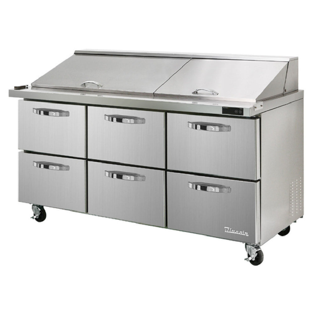 Blue Air BLMT72-D6-HC - Mega Top Sandwich Prep Table, Three-section, 72-3/8"W