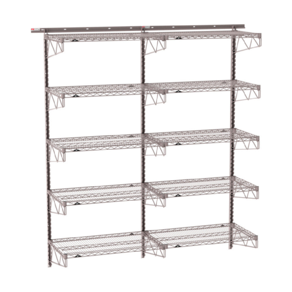 Metro SW-2172K4-85-5TIER - SmartWall Tall Wall Shelving Kit, Double-wide, Five-tier