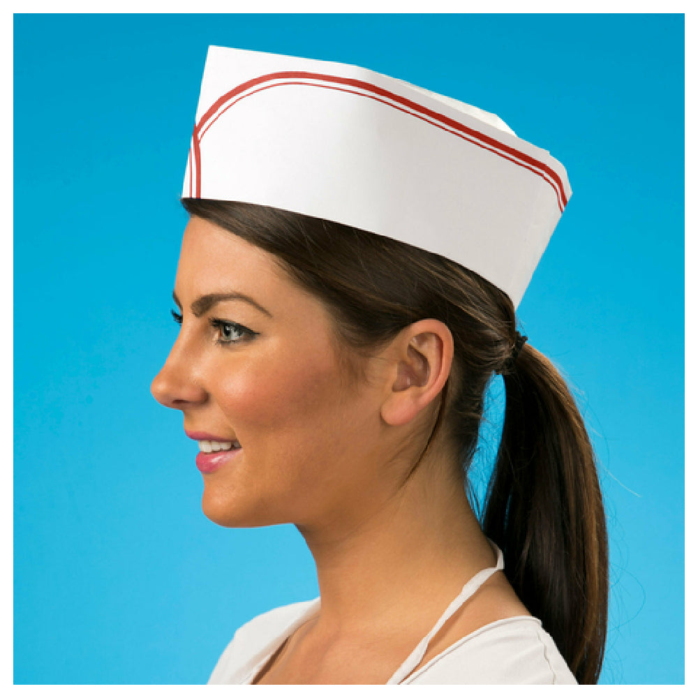 Royal PPR OS RED - Disposable Overseas Cap, Paper Crown, Red (100 Per Box, 10 Boxes Per Case)