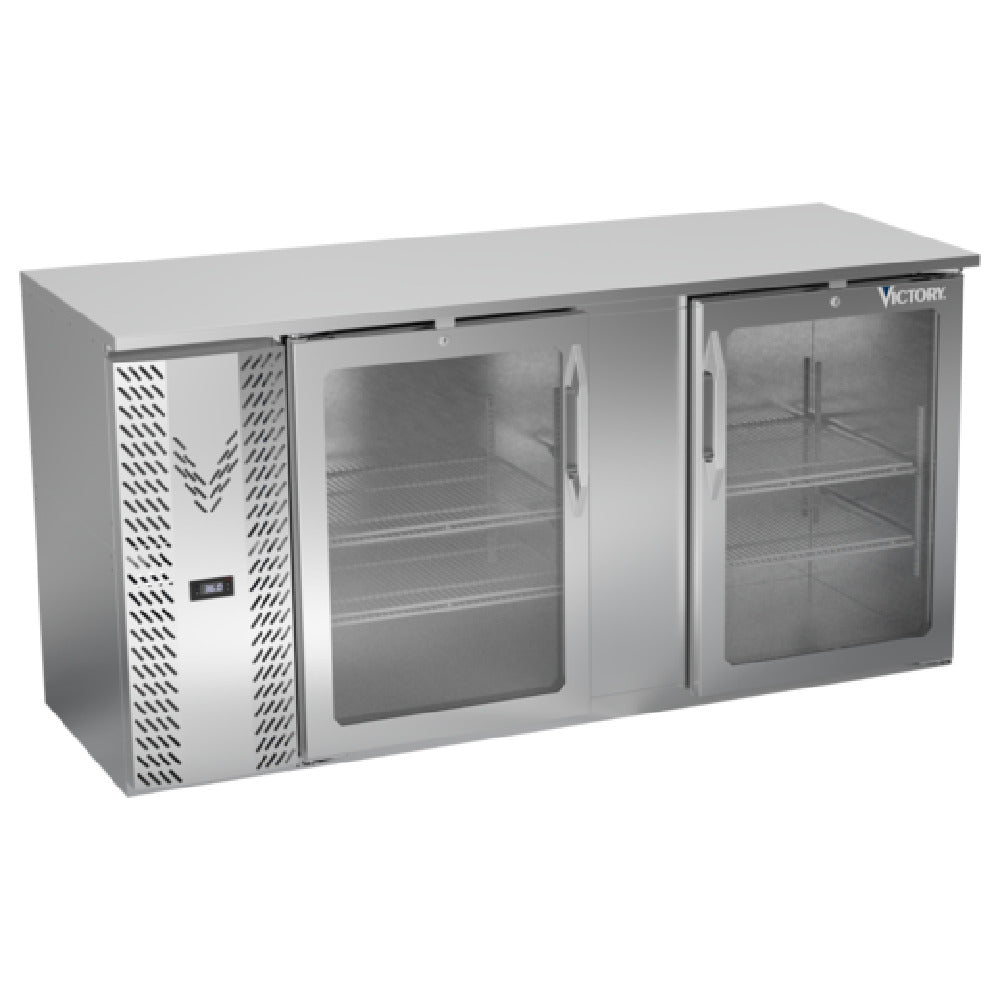 Victory VBBN68HC-G-S - Back Bar Refrigerator, Two-section, 68"W X 25-11/16”D X 34"H