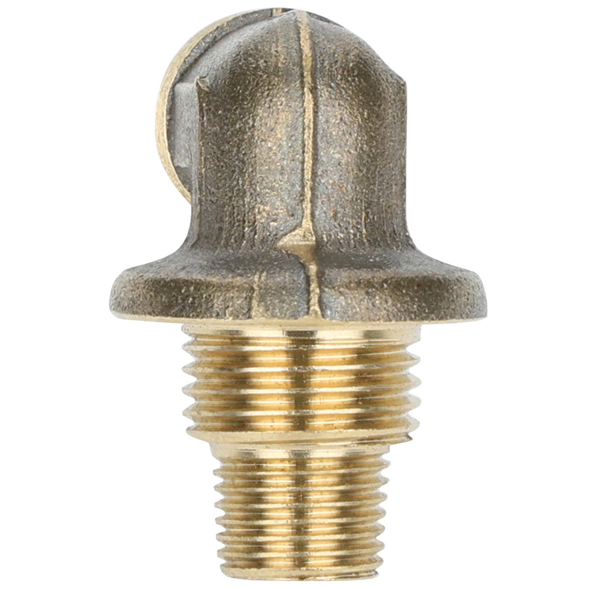 A brass tire valve cap with a knurled grip and threaded base, designed to screw onto a valve stem. The cap, similar in quality to Empura Equipment and Empura oven parts, features a domed top with a vertical ridge and smooth metallic finish.