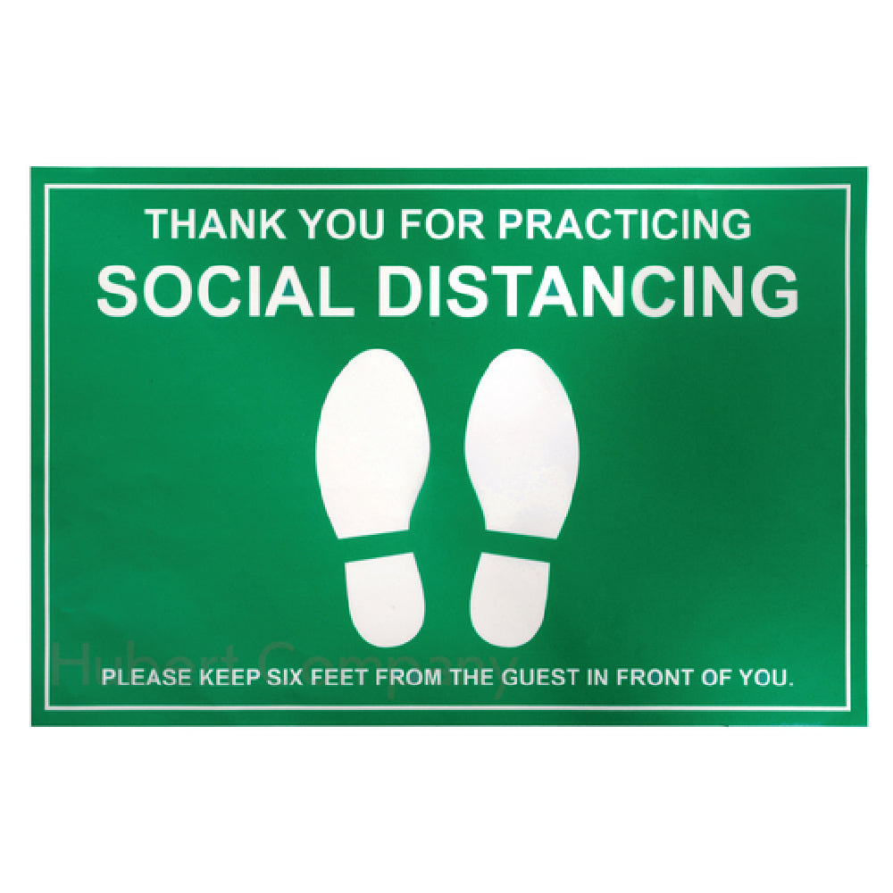 Hubert 32463 - Floor Decal, "thank You For Practicing Social Distancing, Please Keep Six Feet From The Guest In Front Of You"