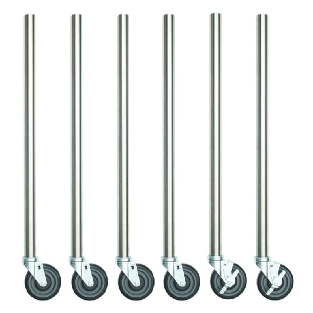 Hubert 182646 - Kratos Legs, 34" Length, 18-gauge Stainless Steel With Polyurethane Casters