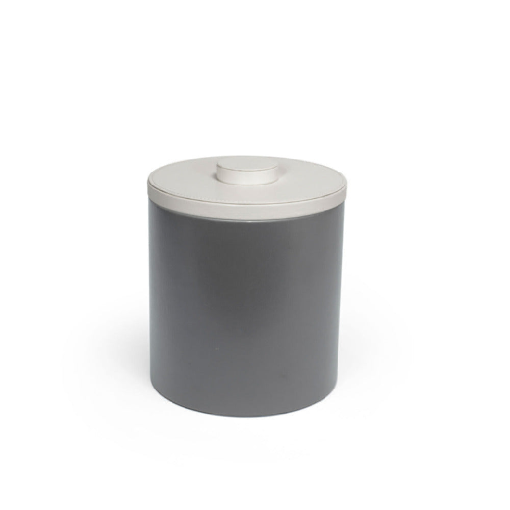 FOH RIB046GYL21 3.5qt Round London Ice Bucket Smoke With White Lid Includes One RIB017GYL21-BTM 3.5qt Round London Ice Bucket Base Smoke