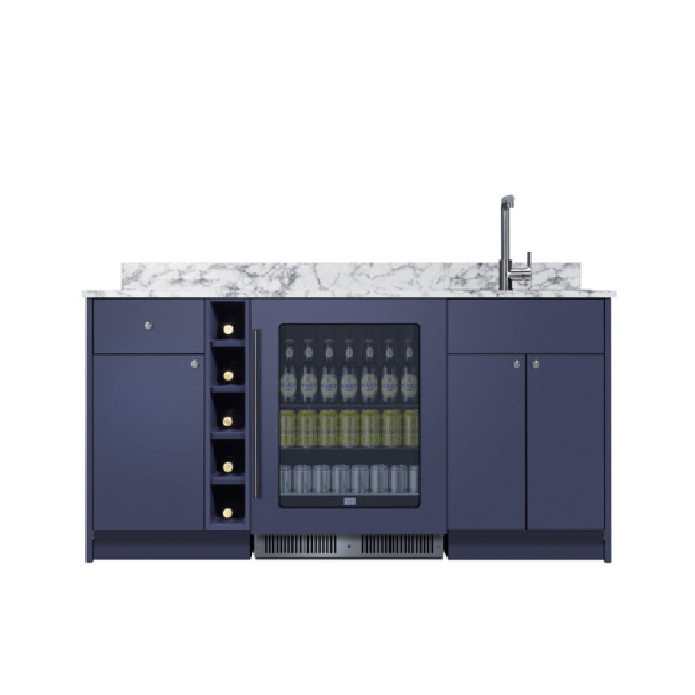 Summit OASISMN35 - Turnkey Oasis Wet Bar, Midnight Navy Finish, Fully Assembled Hardwood Cabinetry & Countertop