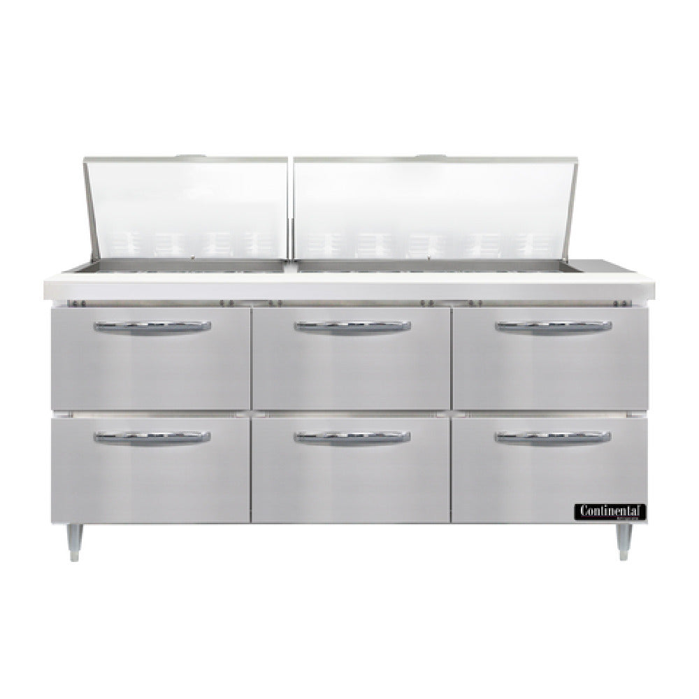 Continental Refrigerator D72N27M-D Designer Line Mighty Top Sandwich Unit 72"W