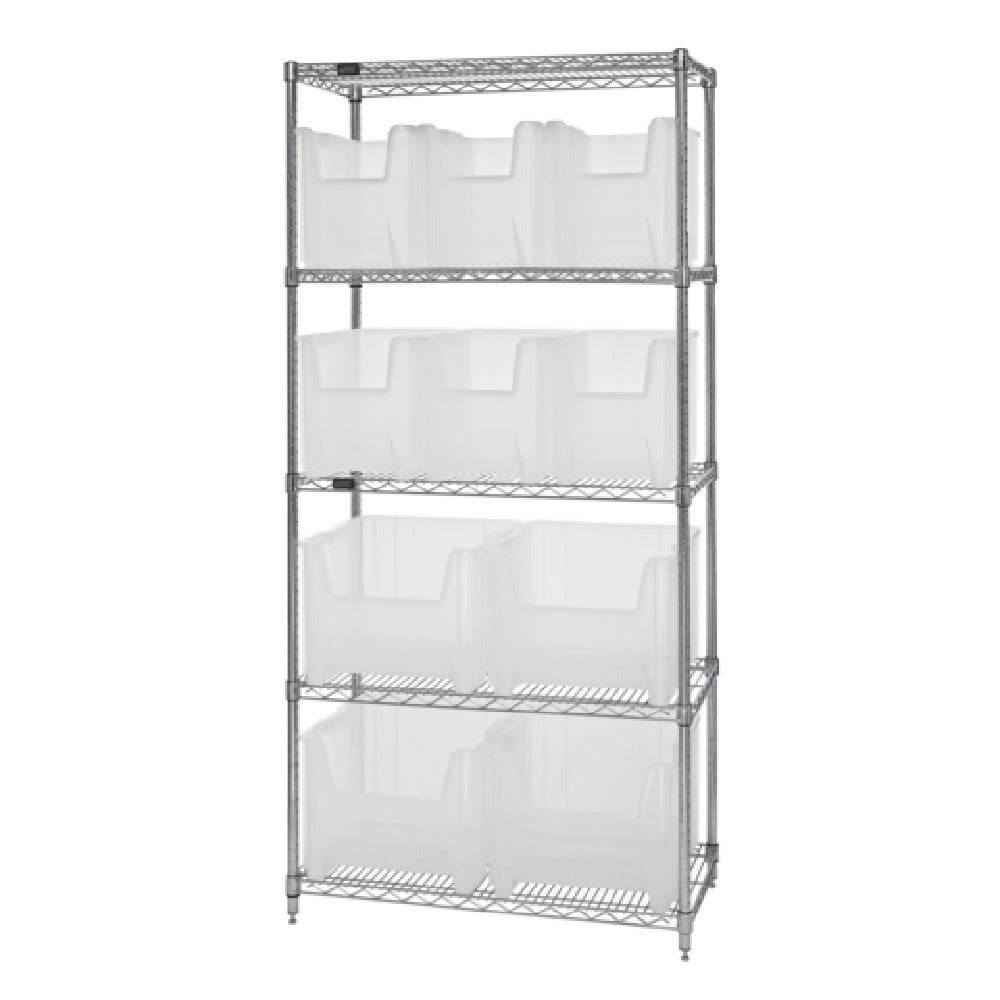 Quantum WR5-600800CL Bin Wire Shelving System 36"W X 18"D X 74"H 800 Lbs. Load Capacity Per Shelf