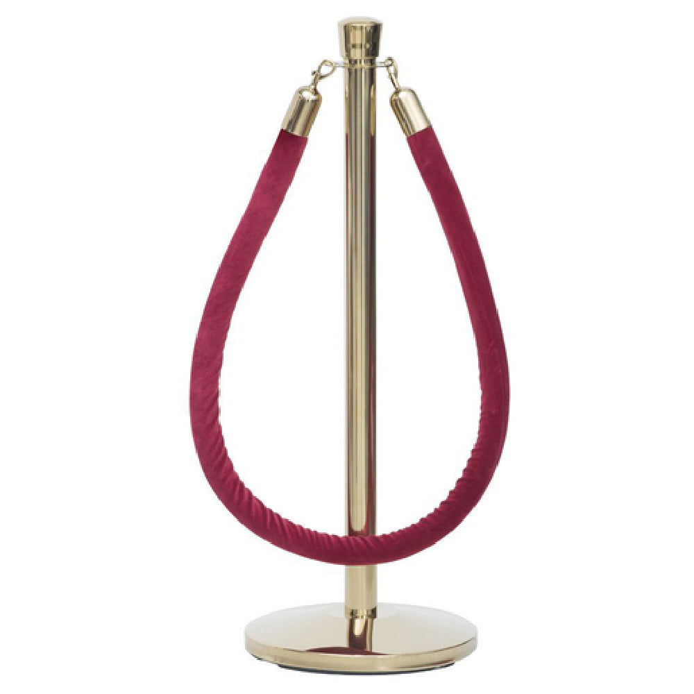 Hubert 89887 - Rope Guidance System, Includes: (1) 38-1/4"H Post, (1) 14" Dia. Tapered Concrete Base With Protective Rubber Floor Guards & (1) 6' Red Cotton Velour Rope