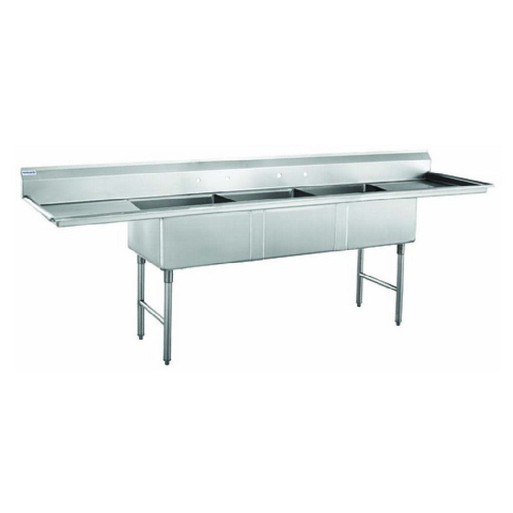 Hubert 29N-059 - Kratos® 3 Compartment Sink, 117"W X 29"D X 43.75"H, 16 Ga