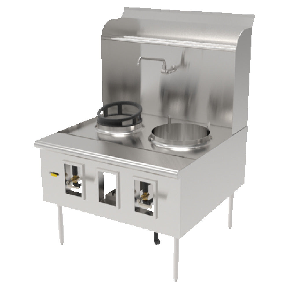 GSW USA ARE-2-13-13 Chinese Wok Range (2) 13" Hole/burner 14 Gauge Stainless Steel Top