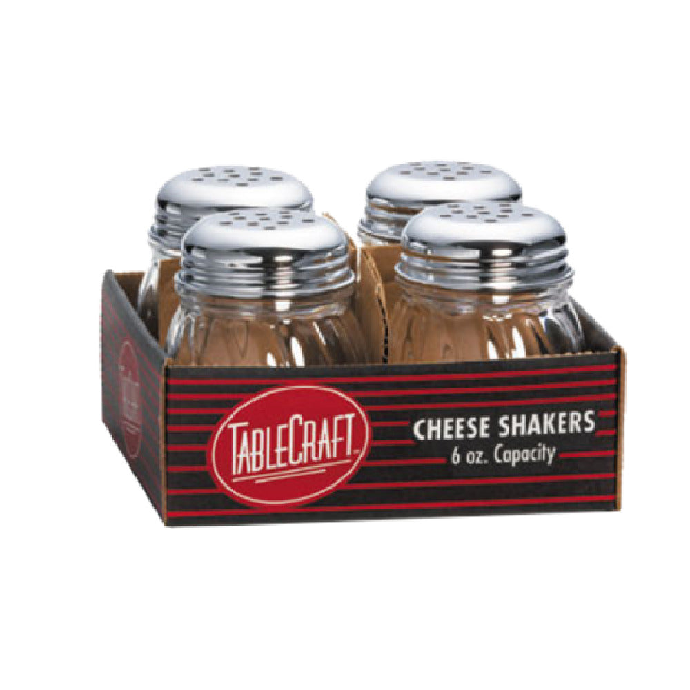 Tablecraft CP260-4 Cash & Carry Cheese Shakers 6 Oz. Swirl Polycarbonate Jar (dishwasher Safe)