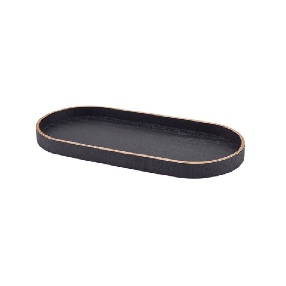 Steelite GWWVTV35BK - Oval Tray Wood Veneer Black, 13.75" X 6.375" X 1.125", Trays And Caddies