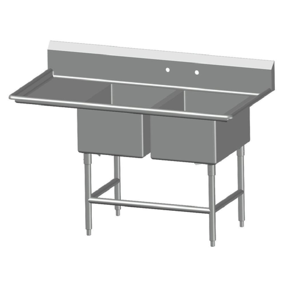 SPG 2SL24-LD24 - Universal Stainless Sink, Two Compartment, 24" Left-hand Drainboard